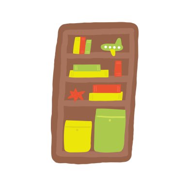 Çocukların odasının içi nesne dolu. Kitapların, rafların, dolapların, uçak oyuncaklarının, albümlerin, kutuların içindeki mobilyaların içinde sevimli el çizimleri var. Daire elemanları