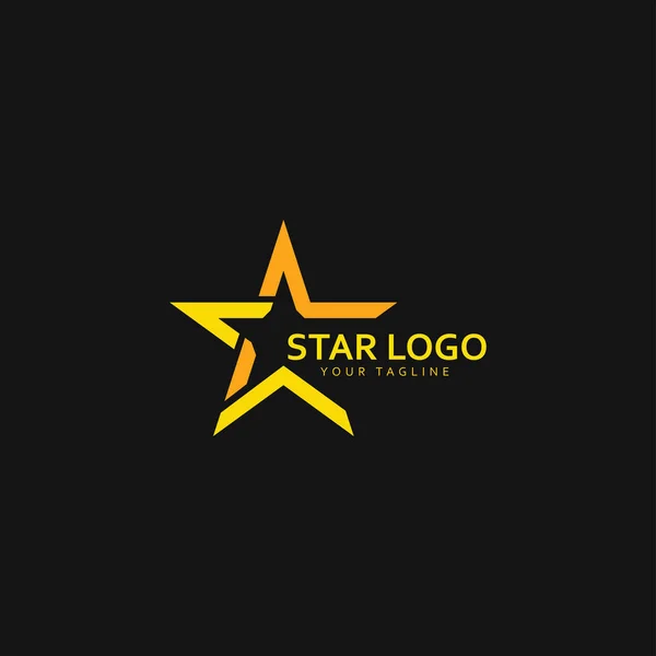 Gold Star Logo Διάνυσμα Μαύρο Φόντο — Διανυσματικό Αρχείο