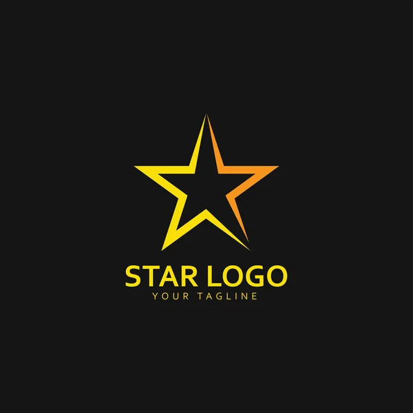 Gold Star Logo Vector Black Background — Vector de stock