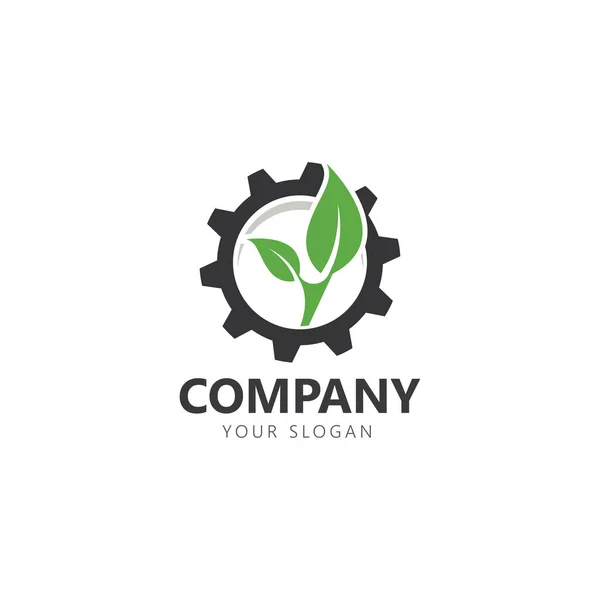 Folha Engrenagem Logo Design Inspiração — Vetor de Stock