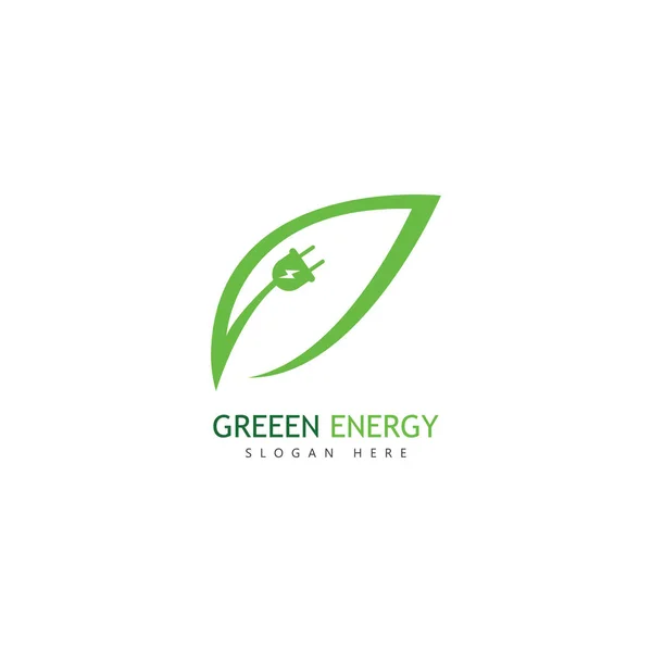 Eco Green Energy Logo Design Template — Vettoriale Stock