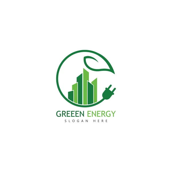 Eco Green Energy Logo Design Template — Vettoriale Stock