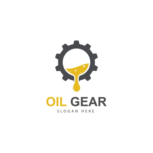 stock vector motor oil logo. drop lubricant and gear. vector illustration