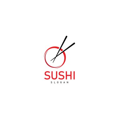 Suşi logosu Japon yemeği Asyalı yemek restoranı ikonu