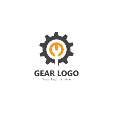 Vites ve anahtar logosu basit yaratıcı mekanik tasarım vektör şablonu