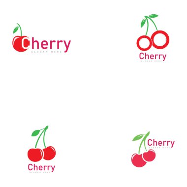cherry logo  fruit fresh icon symbol vector illustration