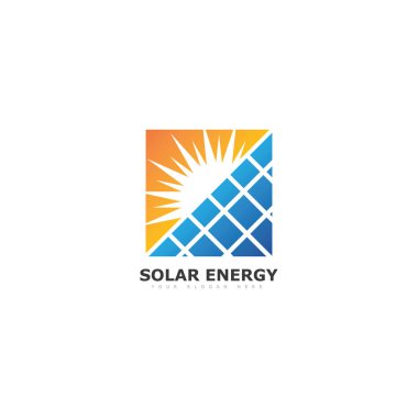 Güneş enerjisi logo veya simge. Vektör güneş paneli işareti