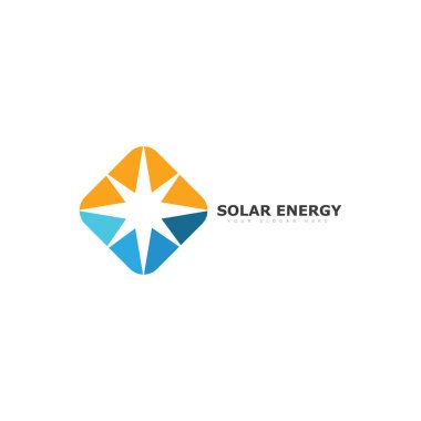 Güneş enerjisi logo veya simge. Vektör güneş paneli işareti