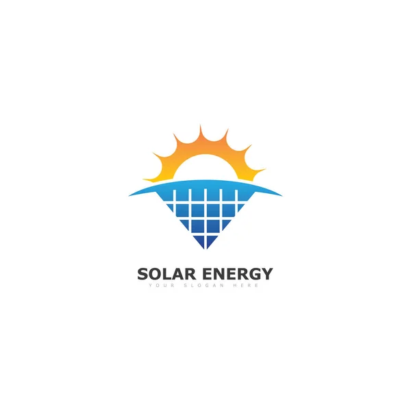 Logotipo Energía Solar Icono Signo Panel Solar Vectorial — Vector de stock