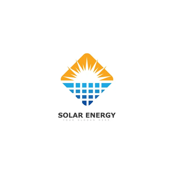 Logotipo Energía Solar Icono Signo Panel Solar Vectorial — Vector de stock