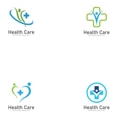 Sağlık hizmeti vektör logosu şablonu. Tıbbi sağlık logosu tasarım şablonu