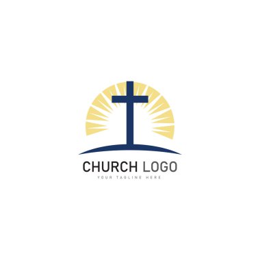 Kilise Hıristiyan logo vektör tasarım şablonu. Hristiyan sembolleri.