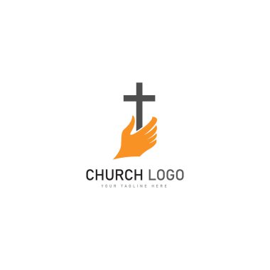 Kilise Hıristiyan logo vektör tasarım şablonu. Hristiyan sembolleri.