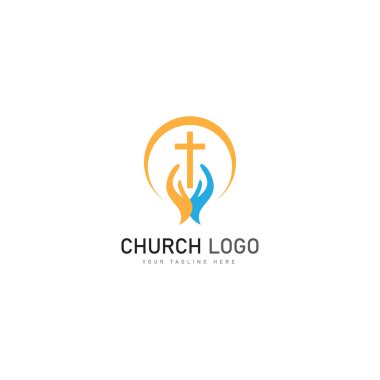 Kilise Hıristiyan logo vektör tasarım şablonu. Hristiyan sembolleri.
