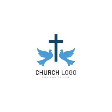 Kilise Hıristiyan logo vektör tasarım şablonu. Hristiyan sembolleri.