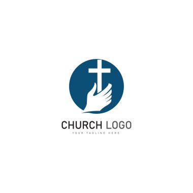 Kilise Hıristiyan logo vektör tasarım şablonu. Hristiyan sembolleri.