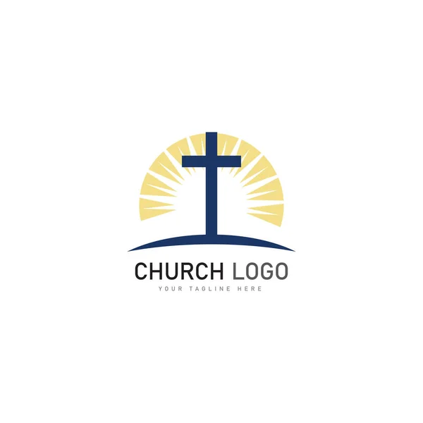 Kirche Christliches Logo Vektor Ikone Design Vorlage Christliche Symbole — Stockvektor