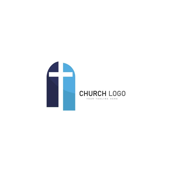 Iglesia Cristiana Logotipo Vector Icono Plantilla Diseño Símbolos Cristianos — Archivo Imágenes Vectoriales
