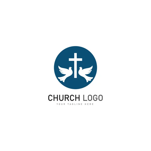 Iglesia Cristiana Logotipo Vector Icono Plantilla Diseño Símbolos Cristianos — Archivo Imágenes Vectoriales
