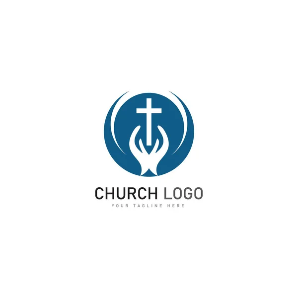 Église Christian Logo Vectoriel Icône Modèle Conception Symboles Chrétiens — Image vectorielle