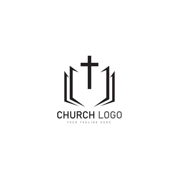 Kościół Chrześcijańskie Logo Wektor Wzór Projektu Ikony Symbole Chrześcijańskie Ilustracje Stockowe bez tantiem