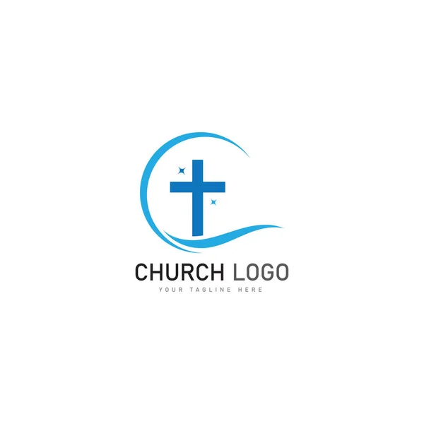 Igreja Cristão Logotipo Vetor Ícone Modelo Design Símbolos Cristãos Ilustração De Stock
