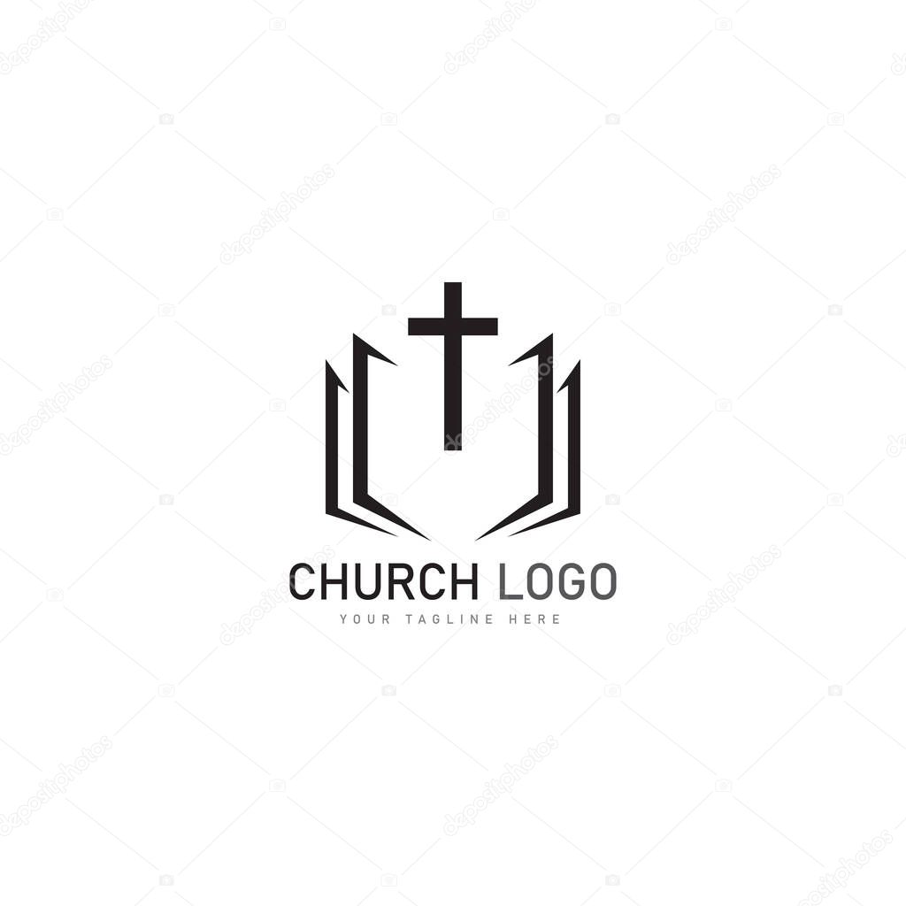 Church christian logo vector icon design template. Christian symbols.