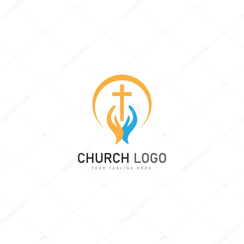 Church christian logo vector icon design template. Christian symbols.