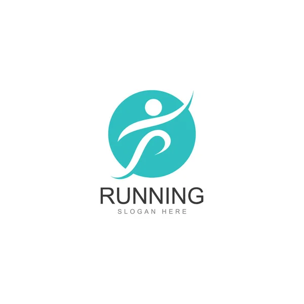 Insan Logosu Tasarım Maratonu Logo Şablonu Çalıştırma Kulübü Veya Spor — Stok Vektör