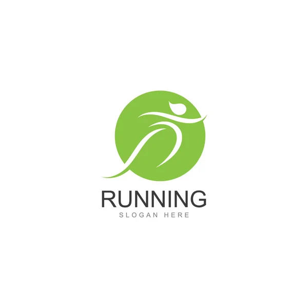 Prowadzenie Ludzkiego Logo Projektowego Maratonu Szablon Klubu Biegającego Lub Klubu — Wektor stockowy
