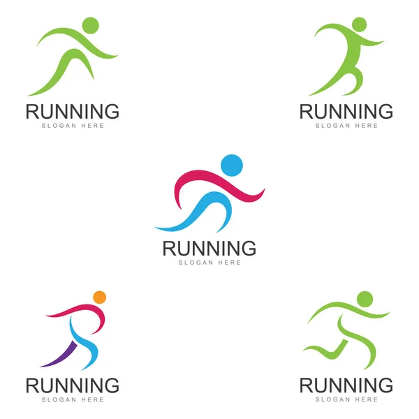 stock vector running human logo design  marathon logo template  running club or sports club