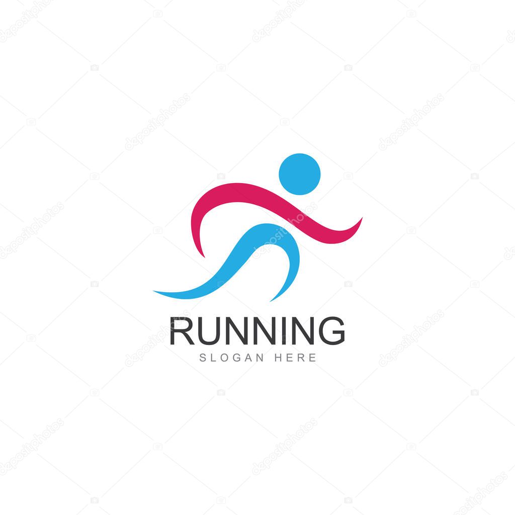 Running human logo design  marathon logo template  running club or sports club