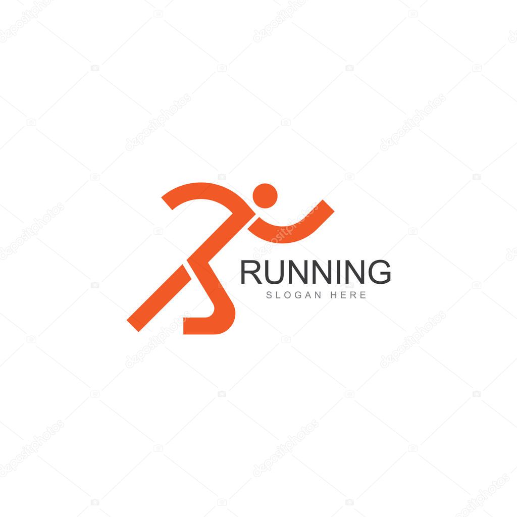 Running human logo design  marathon logo template  running club or sports club