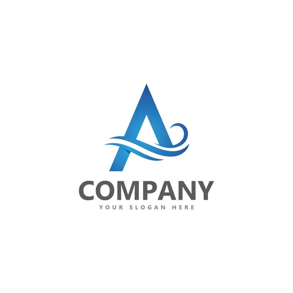 Uma Carta Onda Logo Template Vetor Ilustração —  Vetores de Stock