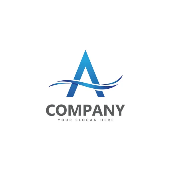 Uma Carta Onda Logo Template Vetor Ilustração — Vetor de Stock