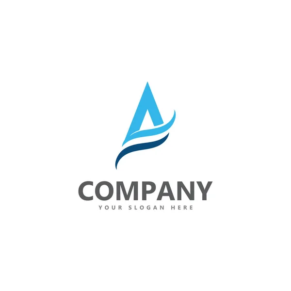 Uma Carta Onda Logo Template Vetor Ilustração —  Vetores de Stock