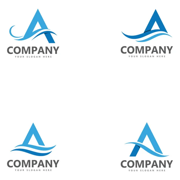 Una Lettera Onda Logo Modello Vettoriale Illustrazione — Vettoriale Stock