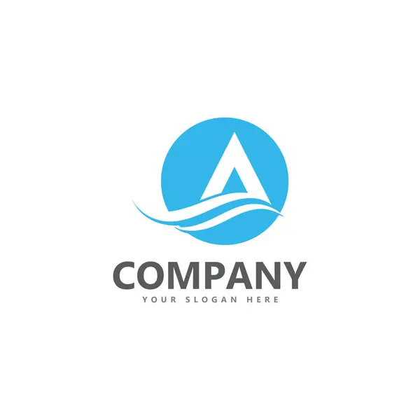 Uma Carta Onda Logo Template Vetor Ilustração — Vetor de Stock