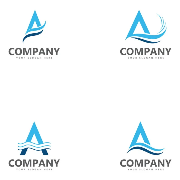 Una Lettera Onda Logo Modello Vettoriale Illustrazione — Vettoriale Stock