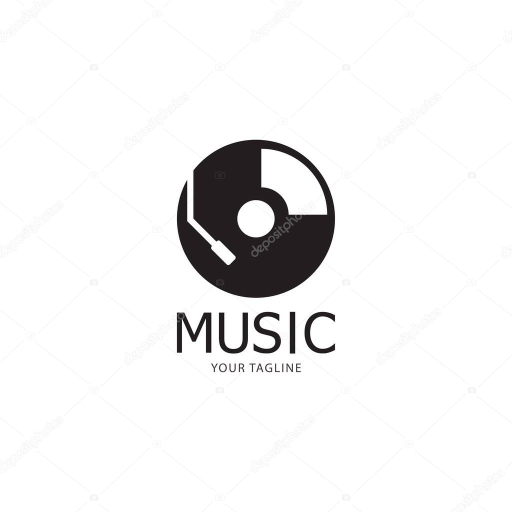 Vinyl disk record music logo vector icon illustration design