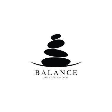 Dengeli zen taşı logosu. Meditasyon ya da sağlık için logo