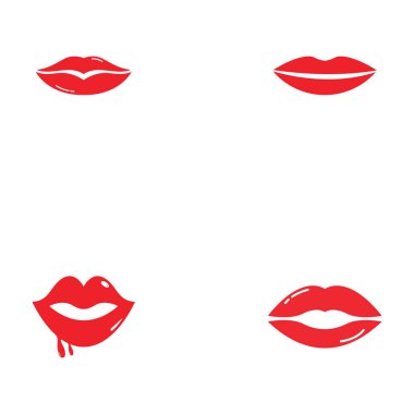 Lips simgesi kozmetik logo vektör şablonu kümesi