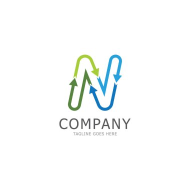 N harfi ok şablonu vektör illüstrasyon tasarımı