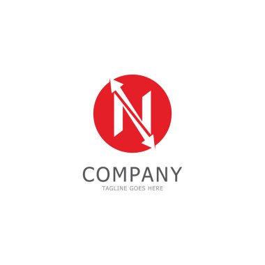 N harfi ok şablonu vektör illüstrasyon tasarımı