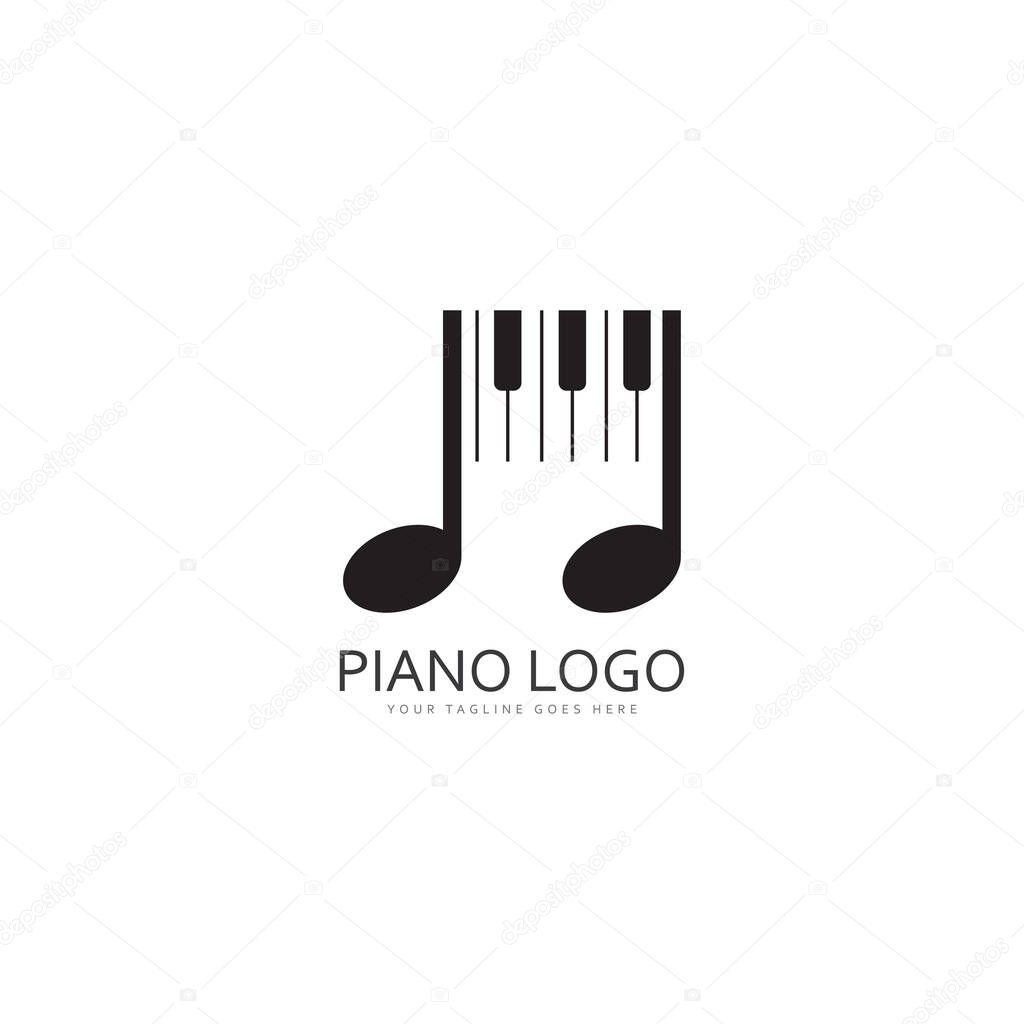 Piano keyboard logo design vector template