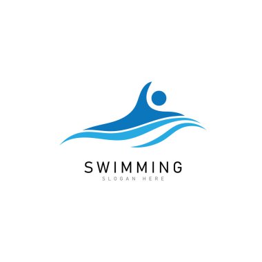 yüzme logosu vektör çizim şablonu