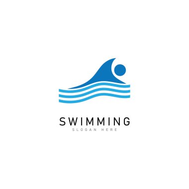 yüzme logosu vektör çizim şablonu