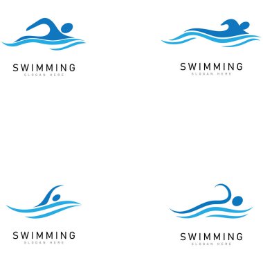 yüzme logosu vektör çizim şablonu