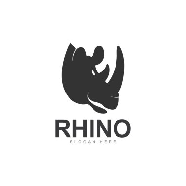 rhino head silhouette logo icon vector illustration template clipart