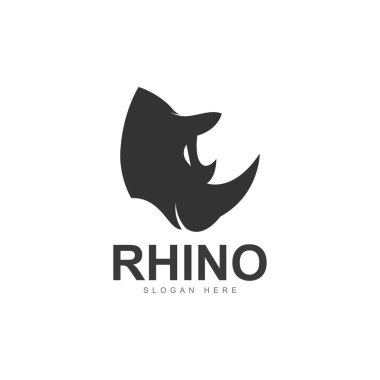 rhino head silhouette logo icon vector illustration template clipart